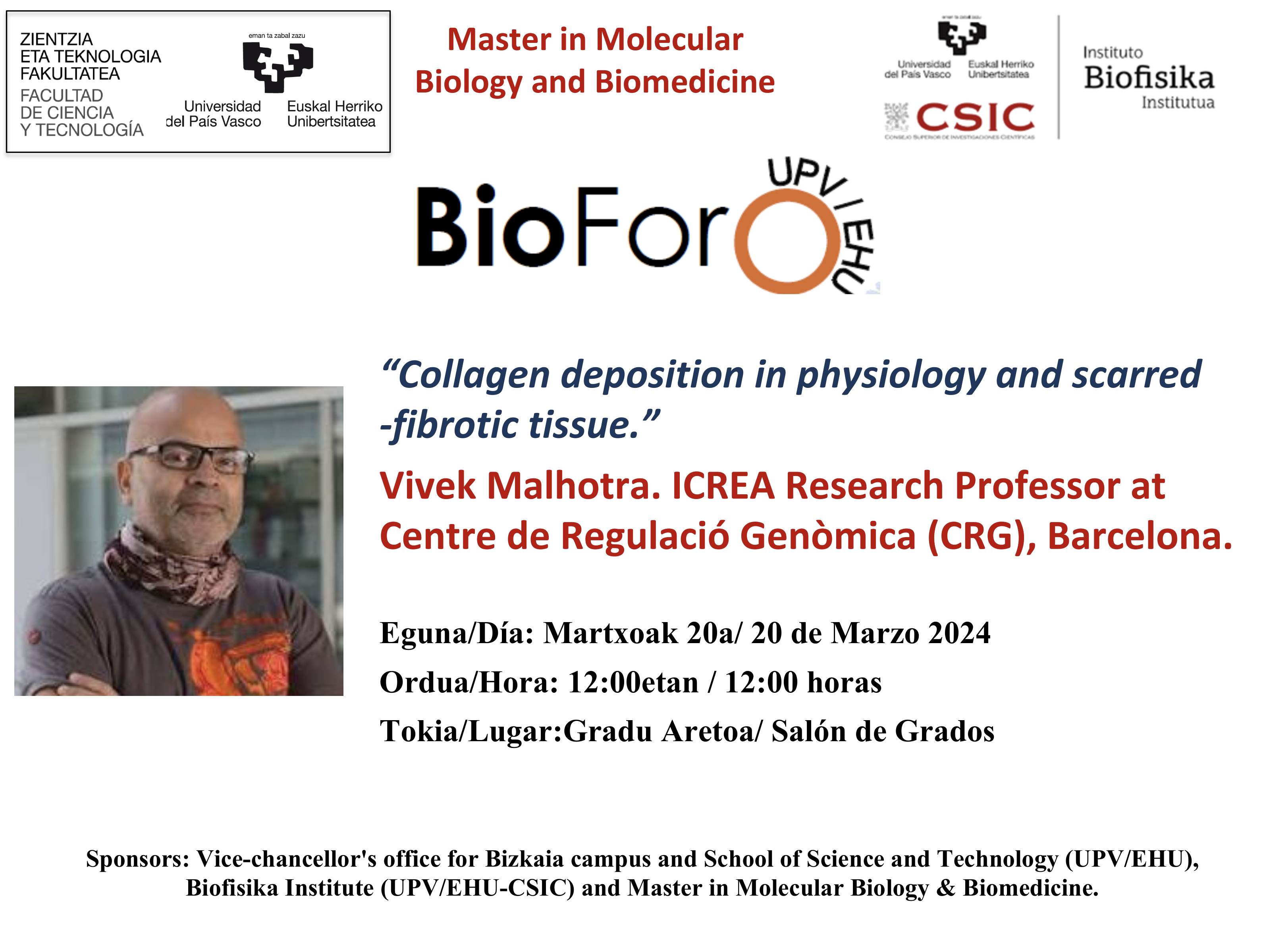 BioForo Seminar: "Collagen deposition in physiology and scarred-fibrotic tissue"