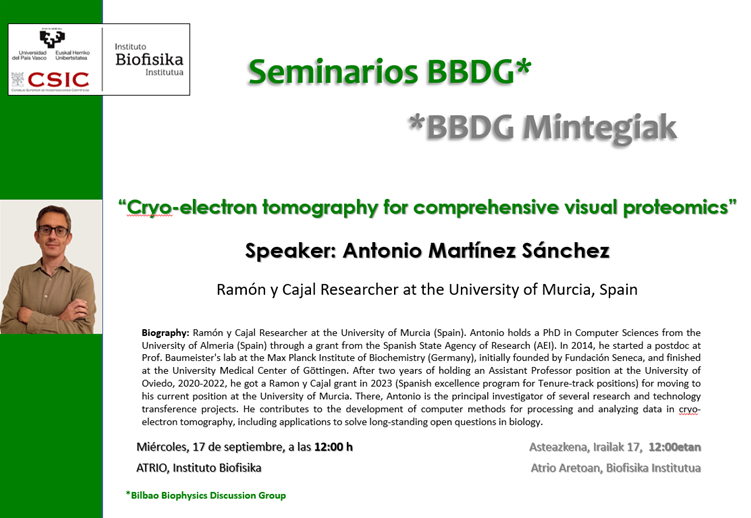 BBDG Seminar: "Cryo-electron tomography for comprehensive visual proteomics" BBDG Seminar: "Cryo-electron tomography for comprehensive visual proteomics"