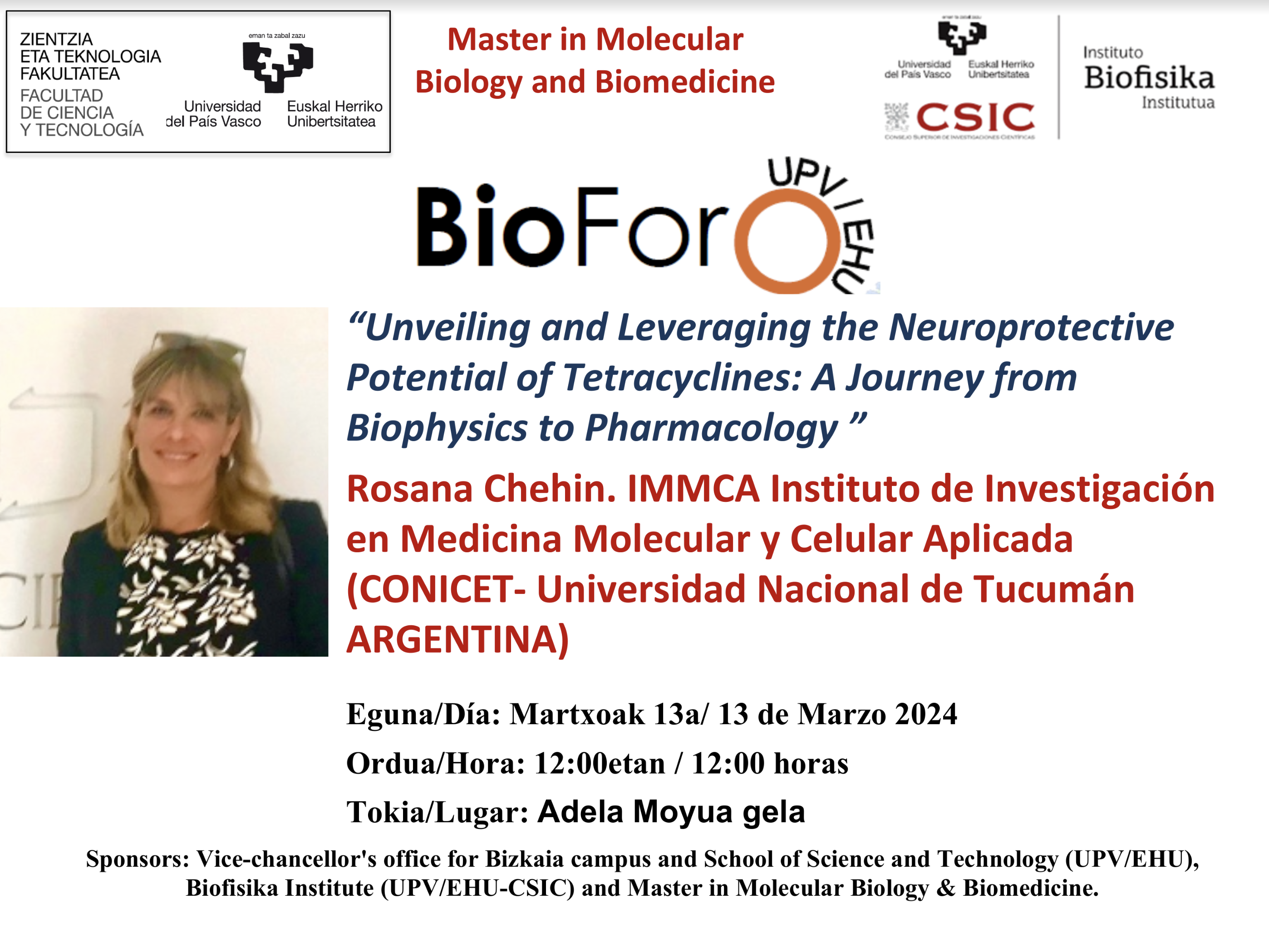 BioForo seminar: “Unveiling and Leveraging the Neuroprotective Potential of Tetracyclines: A Journey from Biophysics to Pharmacology”