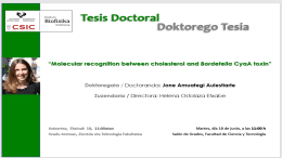 IBF Doctoral Thesis: "Molecular recognition between cholesterol and Bordetella CyaA toxin"